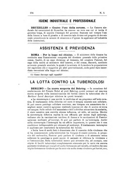 Rivista d'igiene e sanità pubblica con bollettino sanitario-amministrativo compilato sugli atti del Ministero dell'interno