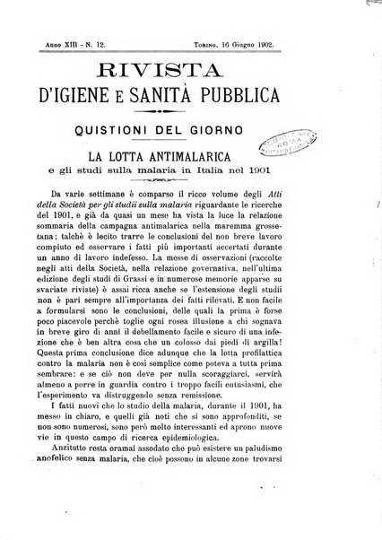 Rivista d'igiene e sanità pubblica con bollettino sanitario-amministrativo compilato sugli atti del Ministero dell'interno