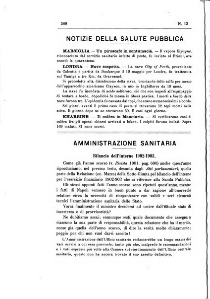 Rivista d'igiene e sanità pubblica con bollettino sanitario-amministrativo compilato sugli atti del Ministero dell'interno