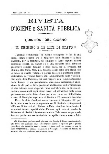 Rivista d'igiene e sanità pubblica con bollettino sanitario-amministrativo compilato sugli atti del Ministero dell'interno