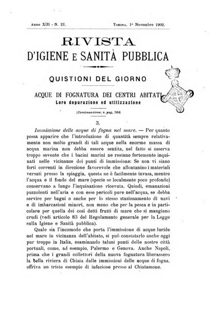 Rivista d'igiene e sanità pubblica con bollettino sanitario-amministrativo compilato sugli atti del Ministero dell'interno