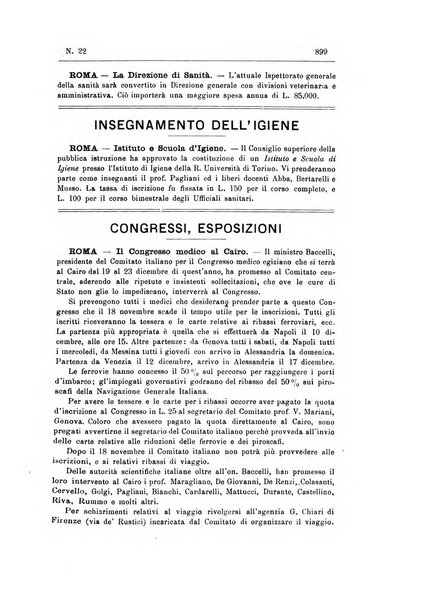 Rivista d'igiene e sanità pubblica con bollettino sanitario-amministrativo compilato sugli atti del Ministero dell'interno