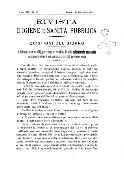 Rivista d'igiene e sanità pubblica con bollettino sanitario-amministrativo compilato sugli atti del Ministero dell'interno