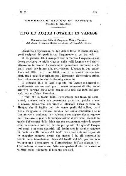 Rivista d'igiene e sanità pubblica con bollettino sanitario-amministrativo compilato sugli atti del Ministero dell'interno