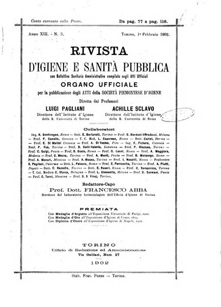 Rivista d'igiene e sanità pubblica con bollettino sanitario-amministrativo compilato sugli atti del Ministero dell'interno