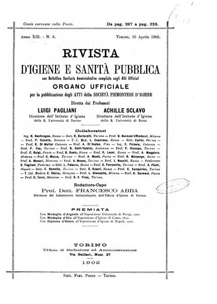 Rivista d'igiene e sanità pubblica con bollettino sanitario-amministrativo compilato sugli atti del Ministero dell'interno