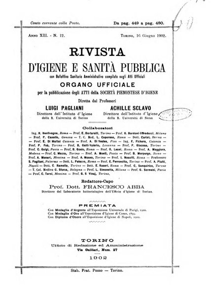 Rivista d'igiene e sanità pubblica con bollettino sanitario-amministrativo compilato sugli atti del Ministero dell'interno