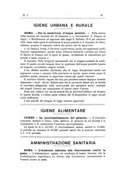 Rivista d'igiene e sanità pubblica con bollettino sanitario-amministrativo compilato sugli atti del Ministero dell'interno