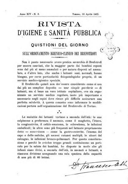 Rivista d'igiene e sanità pubblica con bollettino sanitario-amministrativo compilato sugli atti del Ministero dell'interno