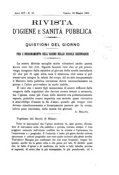 Rivista d'igiene e sanità pubblica con bollettino sanitario-amministrativo compilato sugli atti del Ministero dell'interno