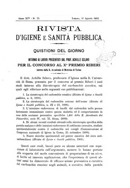 Rivista d'igiene e sanità pubblica con bollettino sanitario-amministrativo compilato sugli atti del Ministero dell'interno