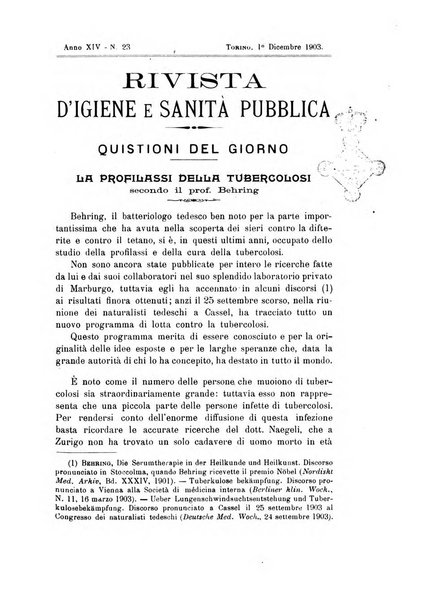 Rivista d'igiene e sanità pubblica con bollettino sanitario-amministrativo compilato sugli atti del Ministero dell'interno