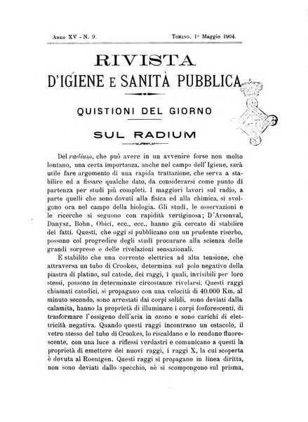 Rivista d'igiene e sanità pubblica con bollettino sanitario-amministrativo compilato sugli atti del Ministero dell'interno