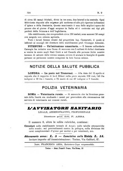 Rivista d'igiene e sanità pubblica con bollettino sanitario-amministrativo compilato sugli atti del Ministero dell'interno