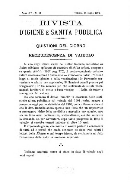 Rivista d'igiene e sanità pubblica con bollettino sanitario-amministrativo compilato sugli atti del Ministero dell'interno