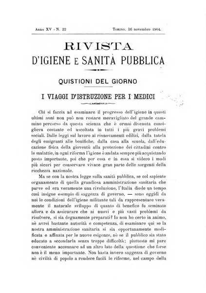 Rivista d'igiene e sanità pubblica con bollettino sanitario-amministrativo compilato sugli atti del Ministero dell'interno