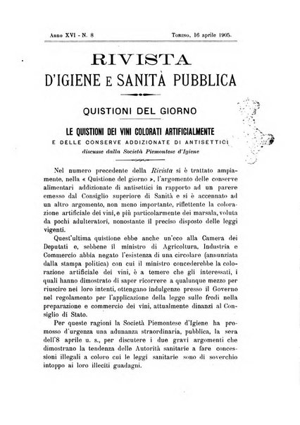 Rivista d'igiene e sanità pubblica con bollettino sanitario-amministrativo compilato sugli atti del Ministero dell'interno