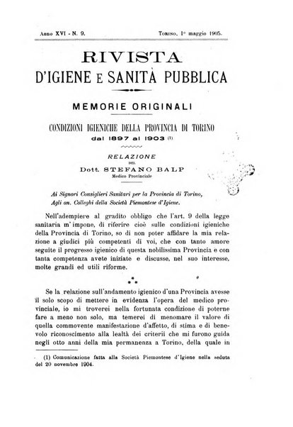 Rivista d'igiene e sanità pubblica con bollettino sanitario-amministrativo compilato sugli atti del Ministero dell'interno