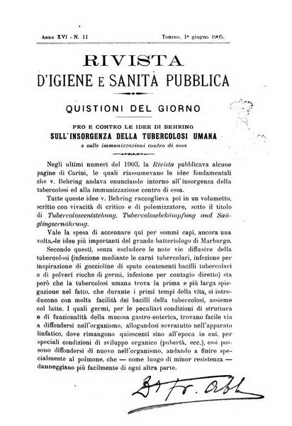 Rivista d'igiene e sanità pubblica con bollettino sanitario-amministrativo compilato sugli atti del Ministero dell'interno