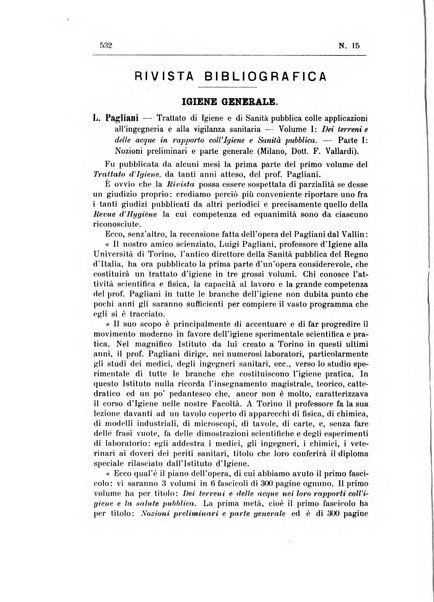 Rivista d'igiene e sanità pubblica con bollettino sanitario-amministrativo compilato sugli atti del Ministero dell'interno