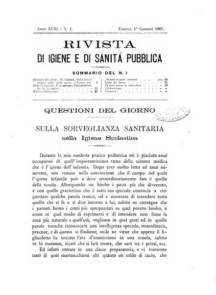 Rivista d'igiene e sanità pubblica con bollettino sanitario-amministrativo compilato sugli atti del Ministero dell'interno