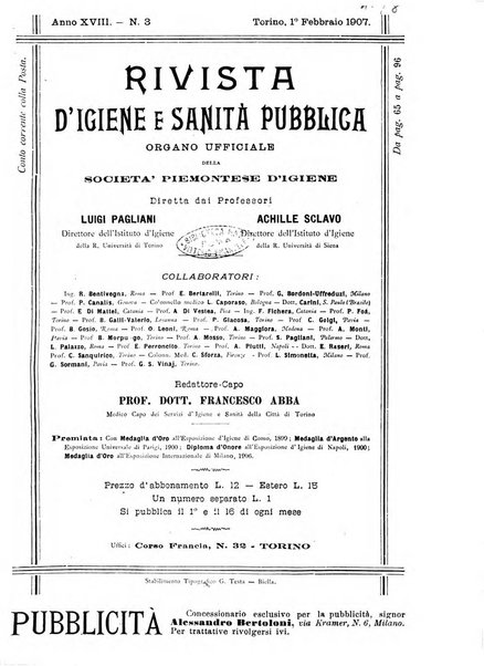 Rivista d'igiene e sanità pubblica con bollettino sanitario-amministrativo compilato sugli atti del Ministero dell'interno