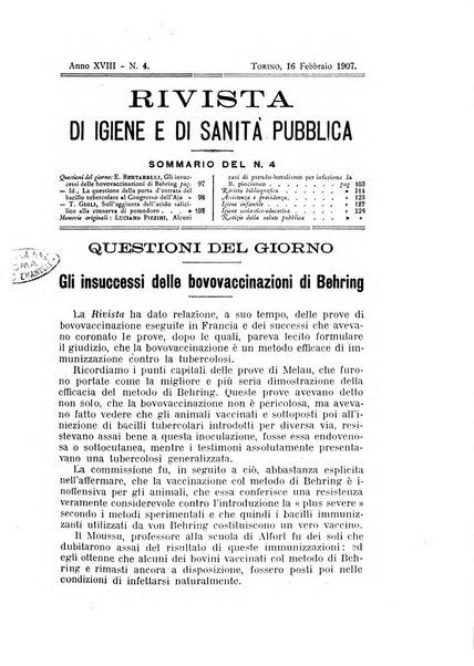 Rivista d'igiene e sanità pubblica con bollettino sanitario-amministrativo compilato sugli atti del Ministero dell'interno