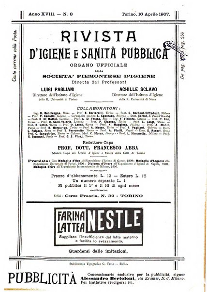 Rivista d'igiene e sanità pubblica con bollettino sanitario-amministrativo compilato sugli atti del Ministero dell'interno