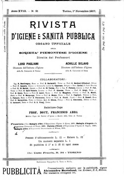 Rivista d'igiene e sanità pubblica con bollettino sanitario-amministrativo compilato sugli atti del Ministero dell'interno