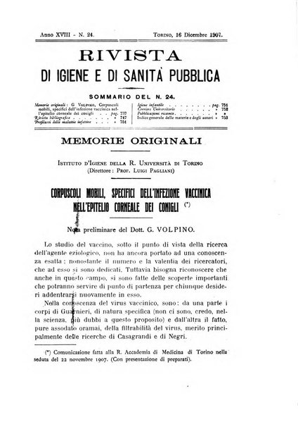 Rivista d'igiene e sanità pubblica con bollettino sanitario-amministrativo compilato sugli atti del Ministero dell'interno