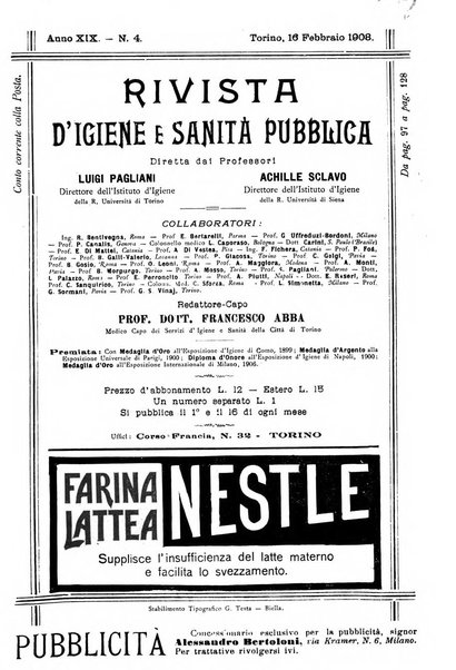 Rivista d'igiene e sanità pubblica con bollettino sanitario-amministrativo compilato sugli atti del Ministero dell'interno