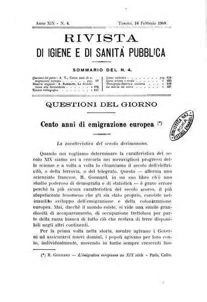 Rivista d'igiene e sanità pubblica con bollettino sanitario-amministrativo compilato sugli atti del Ministero dell'interno