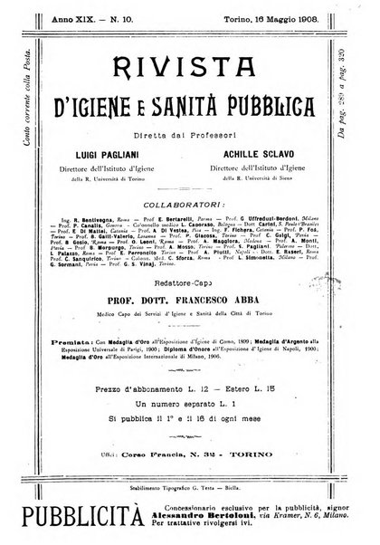 Rivista d'igiene e sanità pubblica con bollettino sanitario-amministrativo compilato sugli atti del Ministero dell'interno