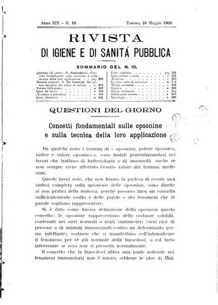 Rivista d'igiene e sanità pubblica con bollettino sanitario-amministrativo compilato sugli atti del Ministero dell'interno