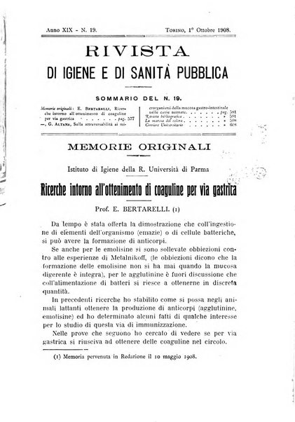 Rivista d'igiene e sanità pubblica con bollettino sanitario-amministrativo compilato sugli atti del Ministero dell'interno