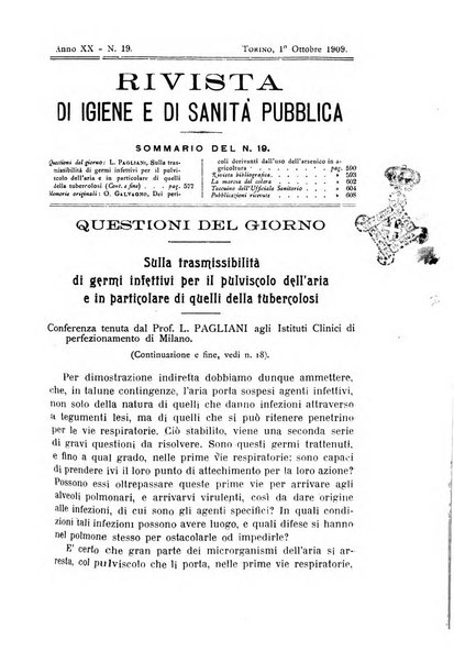 Rivista d'igiene e sanità pubblica con bollettino sanitario-amministrativo compilato sugli atti del Ministero dell'interno