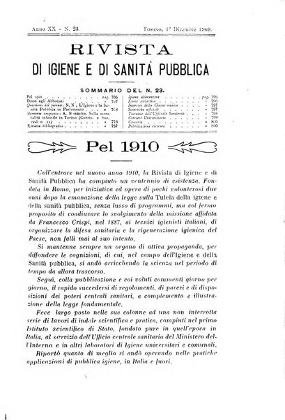 Rivista d'igiene e sanità pubblica con bollettino sanitario-amministrativo compilato sugli atti del Ministero dell'interno