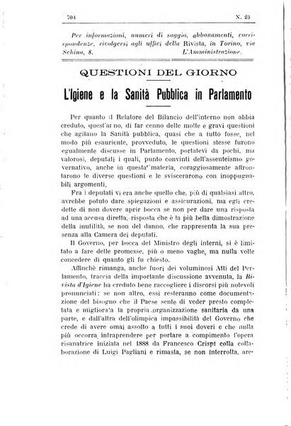 Rivista d'igiene e sanità pubblica con bollettino sanitario-amministrativo compilato sugli atti del Ministero dell'interno