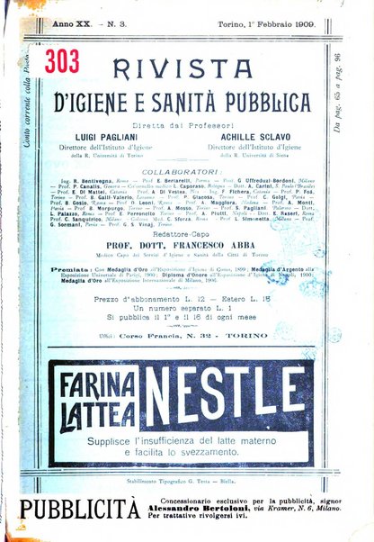 Rivista d'igiene e sanità pubblica con bollettino sanitario-amministrativo compilato sugli atti del Ministero dell'interno