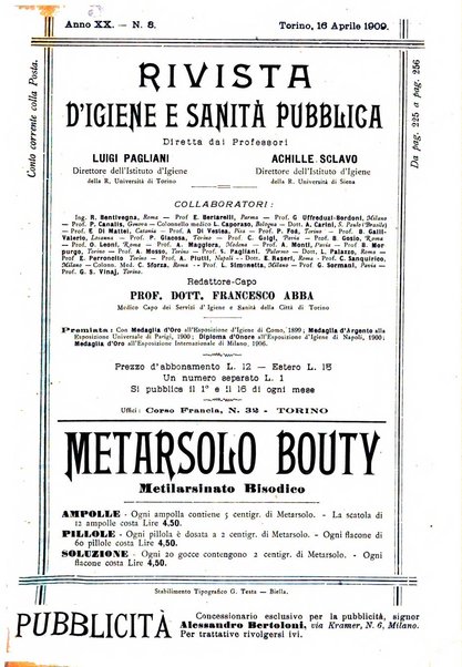 Rivista d'igiene e sanità pubblica con bollettino sanitario-amministrativo compilato sugli atti del Ministero dell'interno