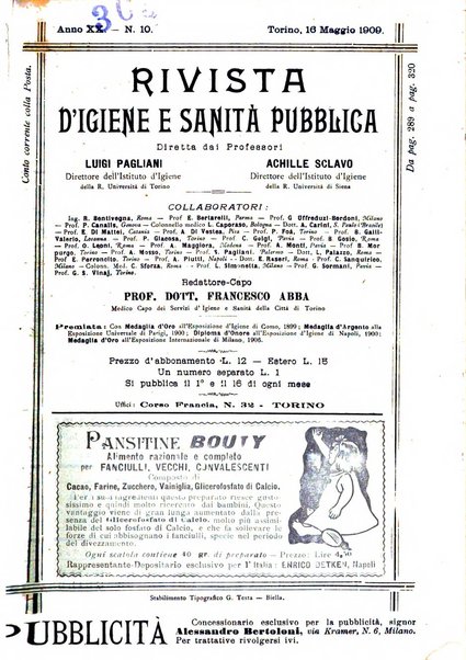 Rivista d'igiene e sanità pubblica con bollettino sanitario-amministrativo compilato sugli atti del Ministero dell'interno