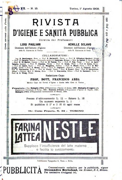 Rivista d'igiene e sanità pubblica con bollettino sanitario-amministrativo compilato sugli atti del Ministero dell'interno