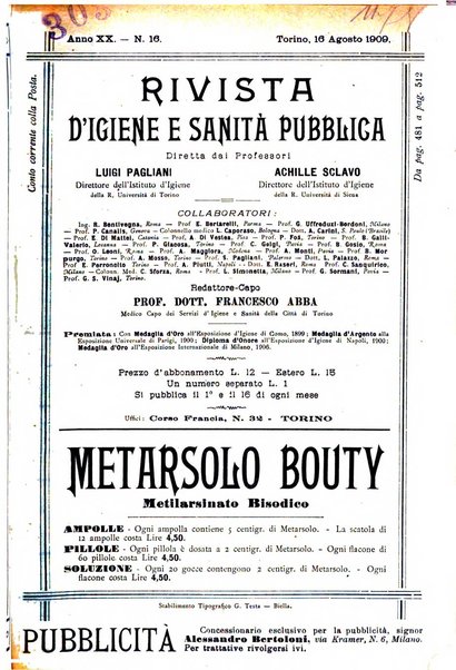 Rivista d'igiene e sanità pubblica con bollettino sanitario-amministrativo compilato sugli atti del Ministero dell'interno