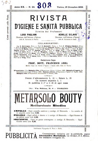 Rivista d'igiene e sanità pubblica con bollettino sanitario-amministrativo compilato sugli atti del Ministero dell'interno