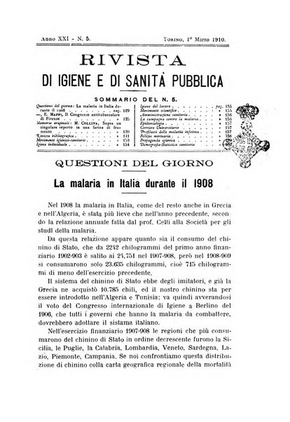 Rivista d'igiene e sanità pubblica con bollettino sanitario-amministrativo compilato sugli atti del Ministero dell'interno