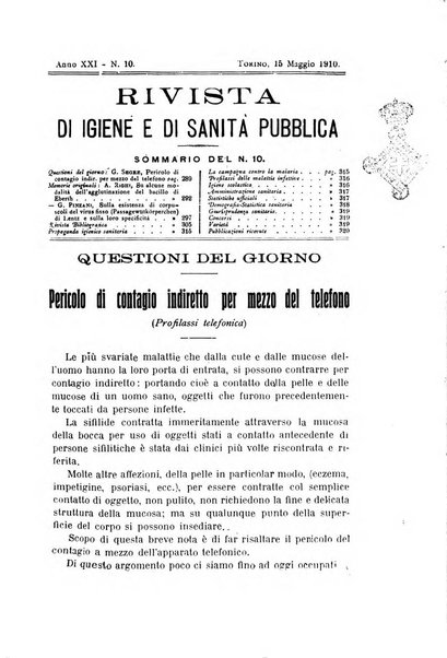 Rivista d'igiene e sanità pubblica con bollettino sanitario-amministrativo compilato sugli atti del Ministero dell'interno