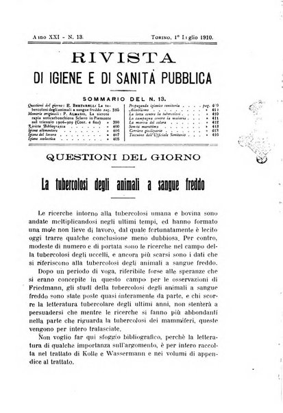 Rivista d'igiene e sanità pubblica con bollettino sanitario-amministrativo compilato sugli atti del Ministero dell'interno