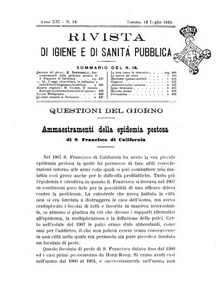 Rivista d'igiene e sanità pubblica con bollettino sanitario-amministrativo compilato sugli atti del Ministero dell'interno