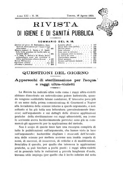 Rivista d'igiene e sanità pubblica con bollettino sanitario-amministrativo compilato sugli atti del Ministero dell'interno