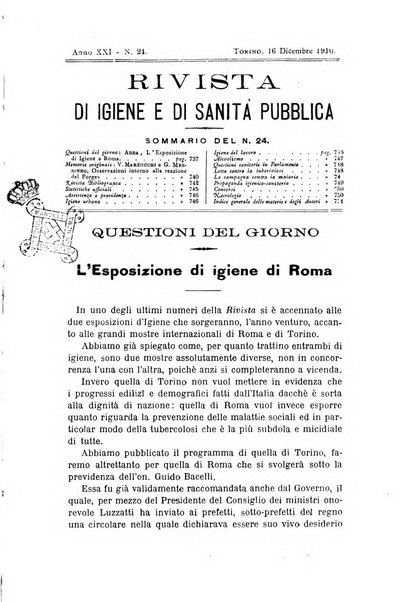 Rivista d'igiene e sanità pubblica con bollettino sanitario-amministrativo compilato sugli atti del Ministero dell'interno